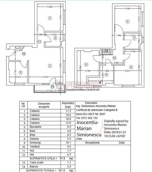 Aparatorii Patriei Metrou - 4 camere duplex - 102 mp - gata mutare